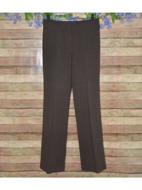 Ann Taylor Size 2 Signature Fit Brown Straight Wide Leg Slacks Dress Pants